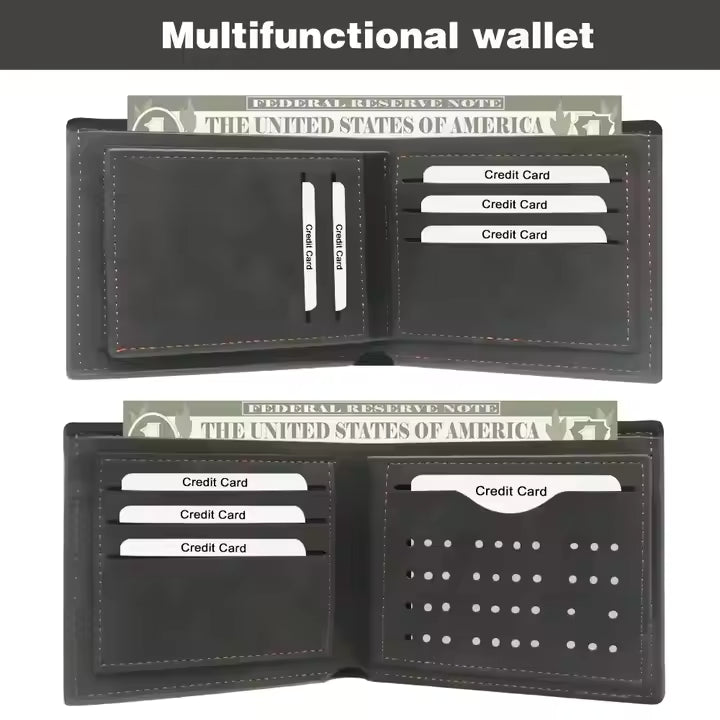 X-World Slim Bi-Fold PU Leather Wallet for Men – Minimalist Short Purse with Large Capacity for Cards, Cash & ID