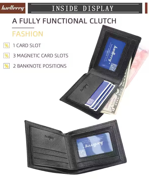 Baellerry Slim PU Leather Wallet for Men – RFID Protected Cartera Hombre