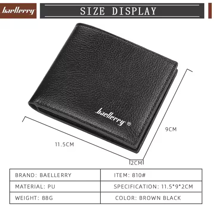 Baellerry Slim PU Leather Wallet for Men – RFID Protected Cartera Hombre