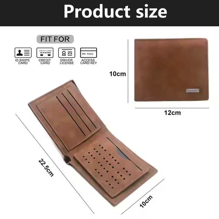X-World Slim Bi-Fold PU Leather Wallet for Men – Minimalist Short Purse with Large Capacity for Cards, Cash & ID