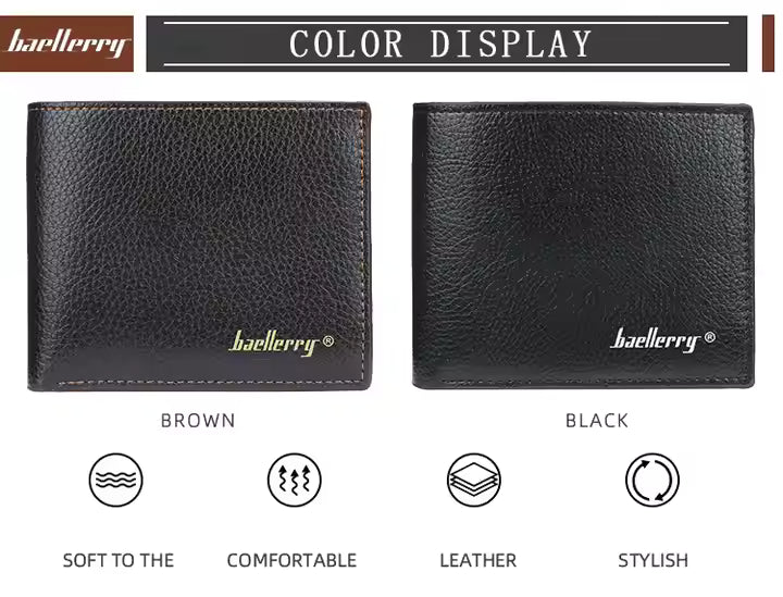 Baellerry Slim PU Leather Wallet for Men – RFID Protected Cartera Hombre